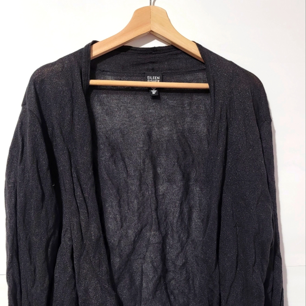 Eileen fisher women grey open cardigan size XL